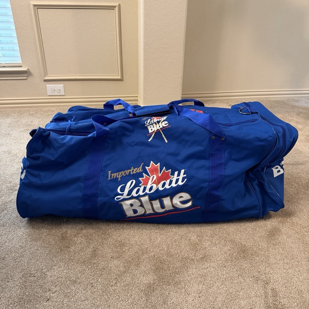 Bauer Labatt Blue Beer Hockey Large Duffle Bag Blue Canada Zippers Pockets